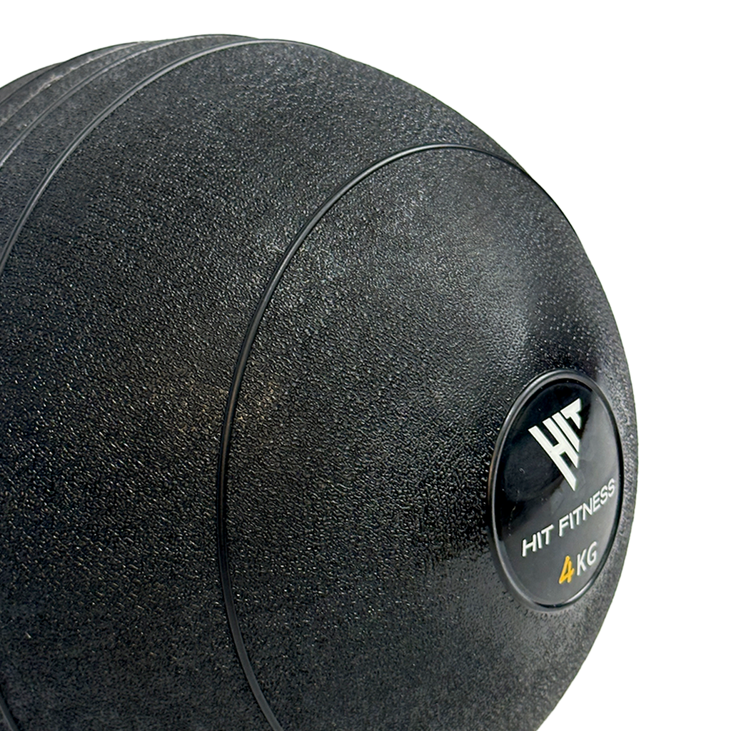 Hit Fitness Slam Ball 4 Kg – Avec Grips, Noir, Diamètre 23 Cm – Sans Rebond, Pour Cross-training Et Exercices Intensifs
