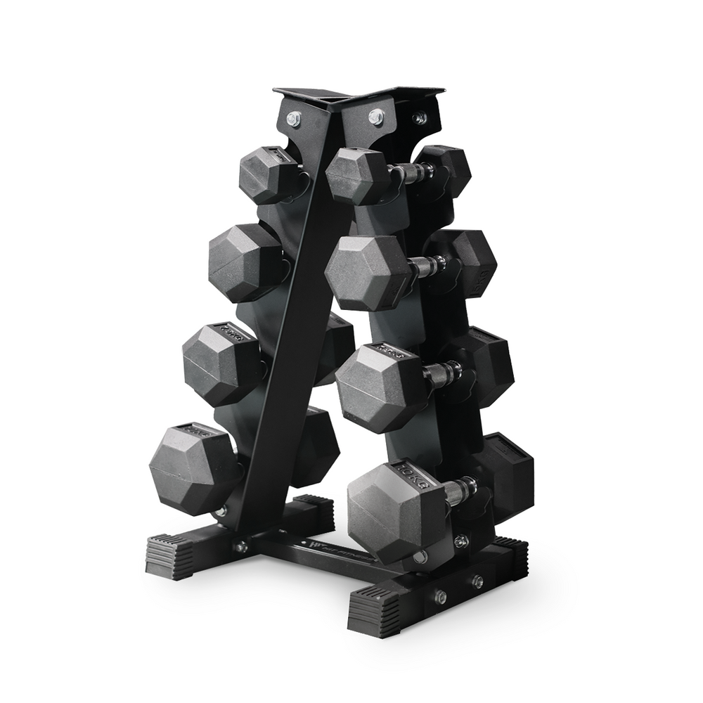 Hit Fitness Hex Dumbbells Vertical Rack | 4 Pairs (50kg)