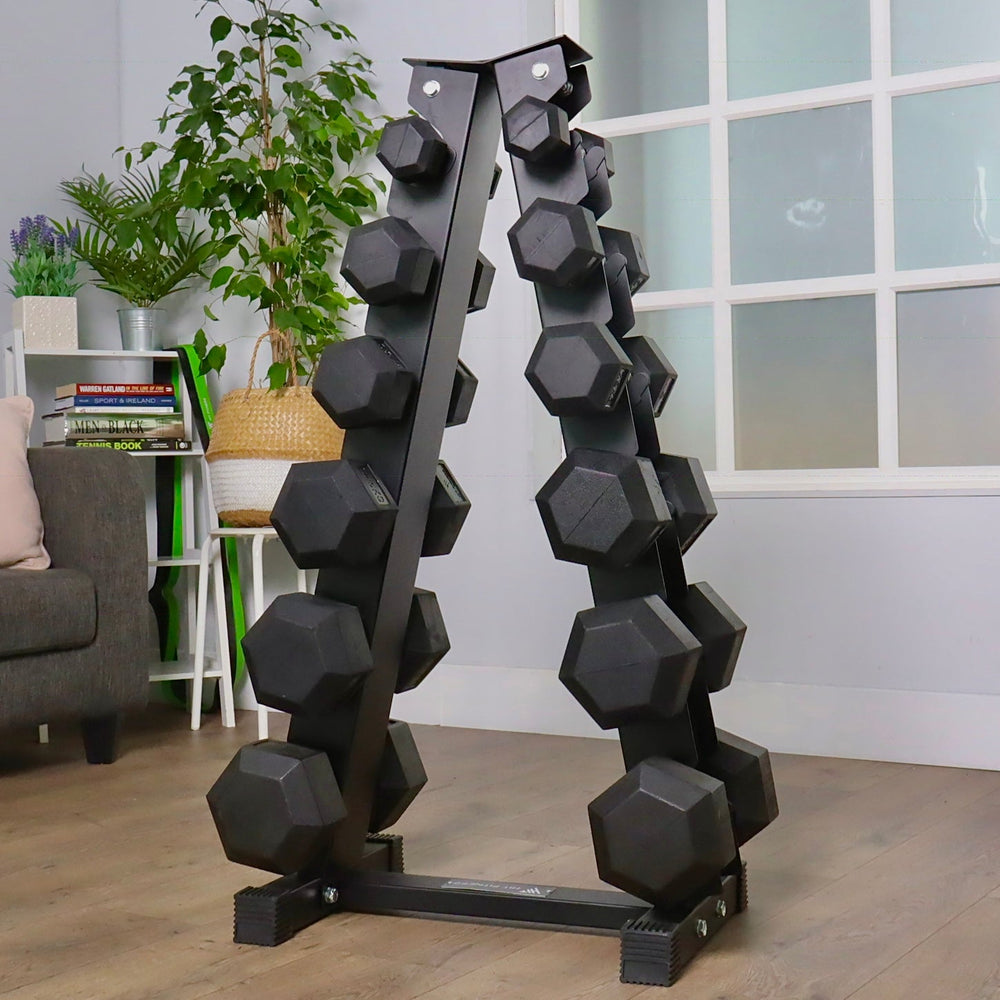 Hit Fitness Hex Dumbbells Vertical Rack | 6 Pairs (105kg)